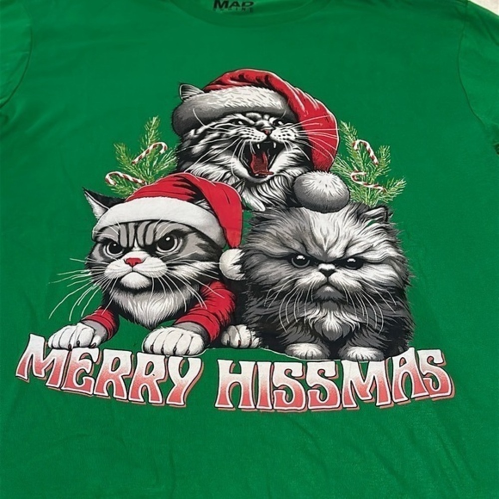 Merry Hissmas Christmas T-Shirt Size Large Men's Mad Engine